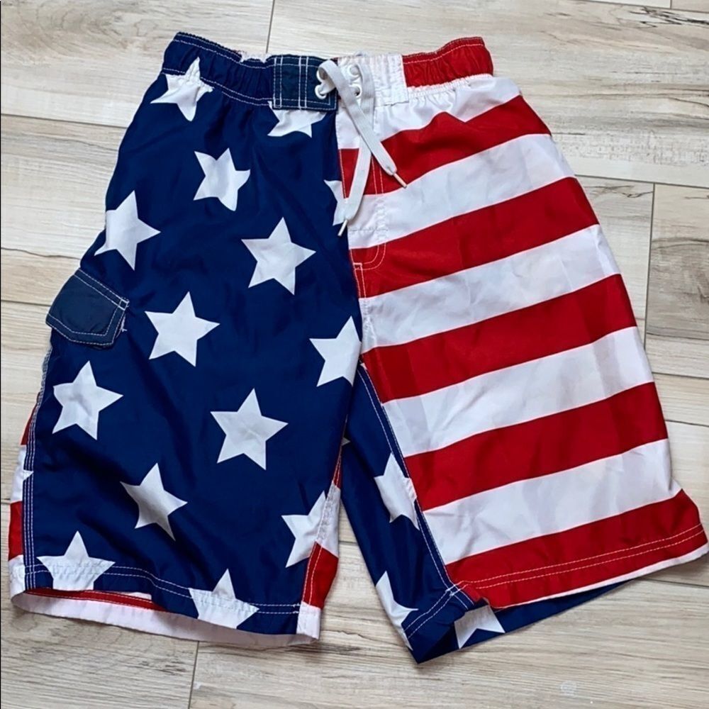 Kanu Surf Swim Trunks USA Flag Small